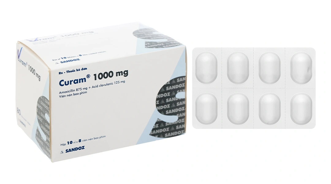 Curam 1000mg trị nhiễm khuẩn (10 vỉ x 8 viên) - 