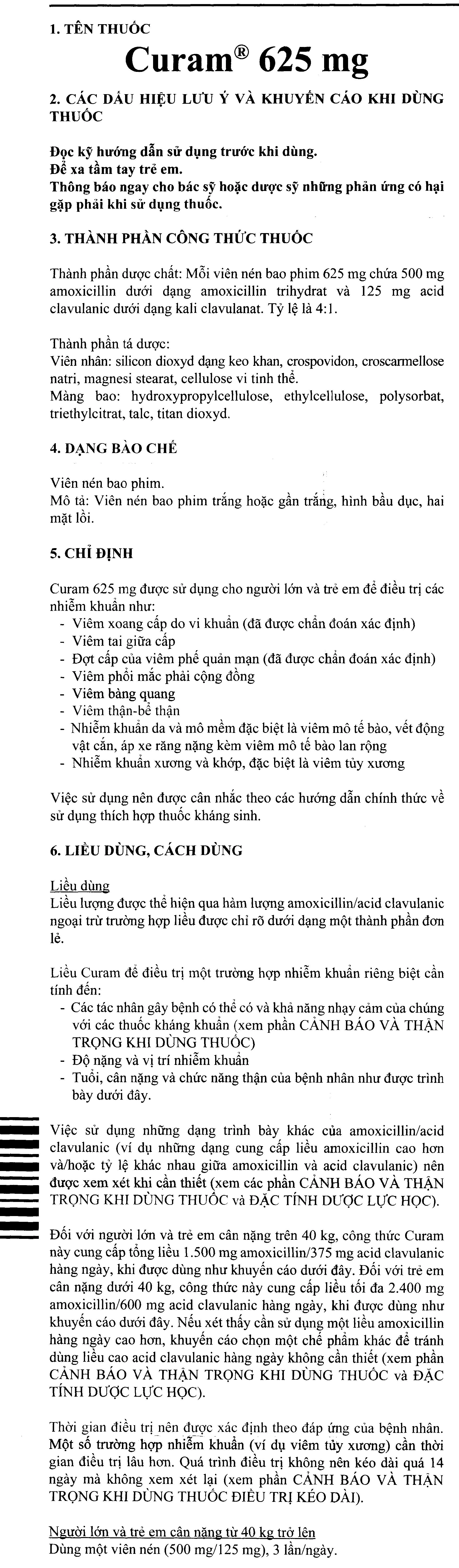 Curam 625mg trị nhiễm khuẩn (10 vỉ x 8 viên) - 5