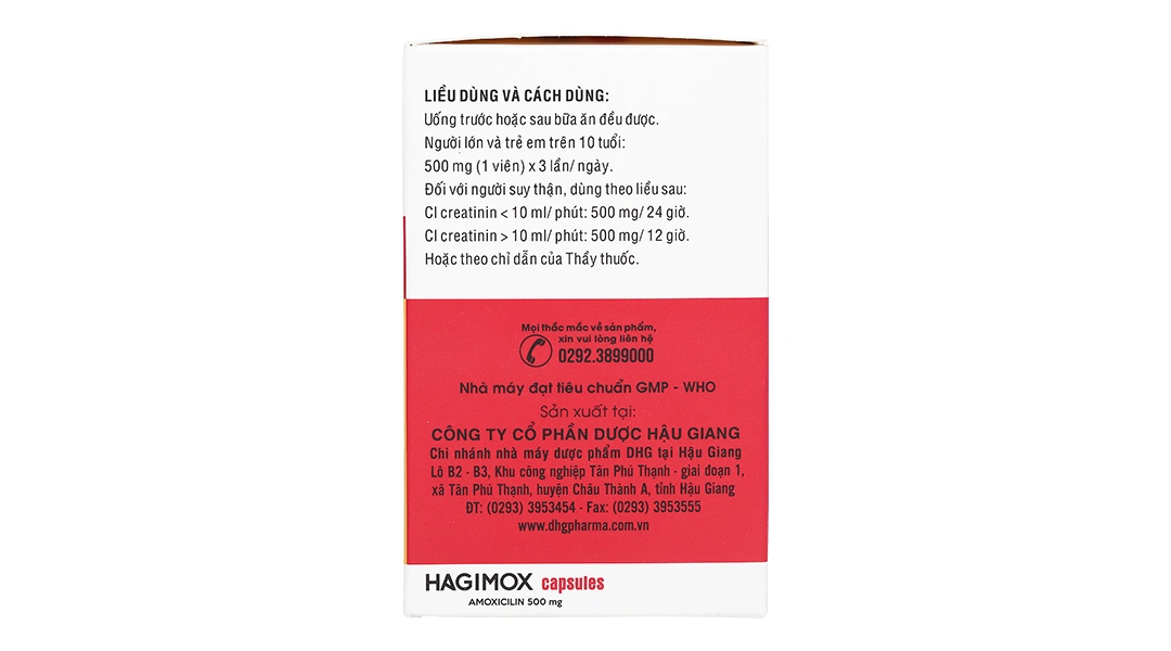 Hagimox Capsules 500mg trị nhiễm khuẩn (10 vỉ x 10 viên) - 2
