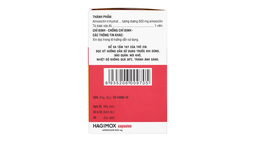 Hagimox Capsules 500mg trị nhiễm khuẩn (10 vỉ x 10 viên) - 3