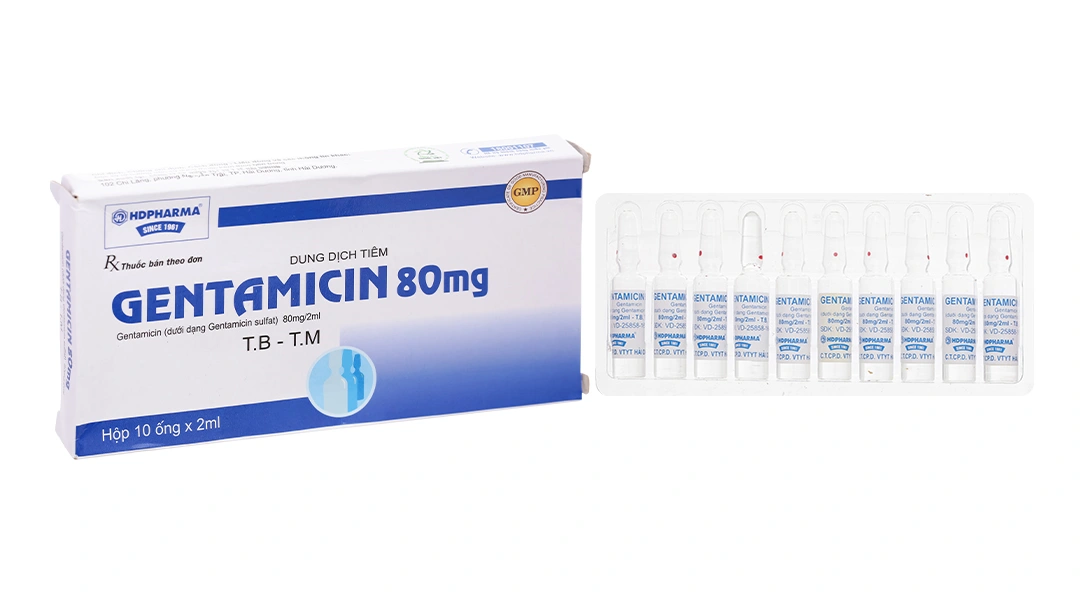 Dung dịch tiêm Gentamicin 80mg/2ml trị nhiễm khuẩn (10 ống x 2ml) - 