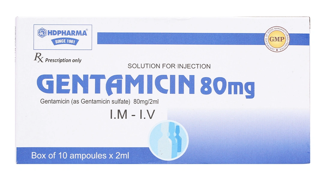 Dung dịch tiêm Gentamicin 80mg/2ml trị nhiễm khuẩn (10 ống x 2ml) - 1
