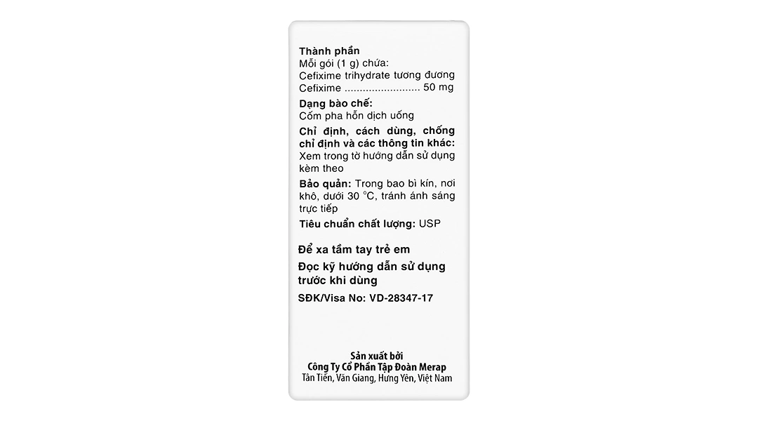 Cốm pha hỗn dịch uống Mecefix - B.E 50mg trị nhiễm khuẩn (20 gói x 1g) - 3
