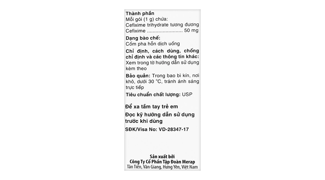 Cốm pha hỗn dịch uống Mecefix - B.E 50mg trị nhiễm khuẩn (20 gói x 1g) - 4