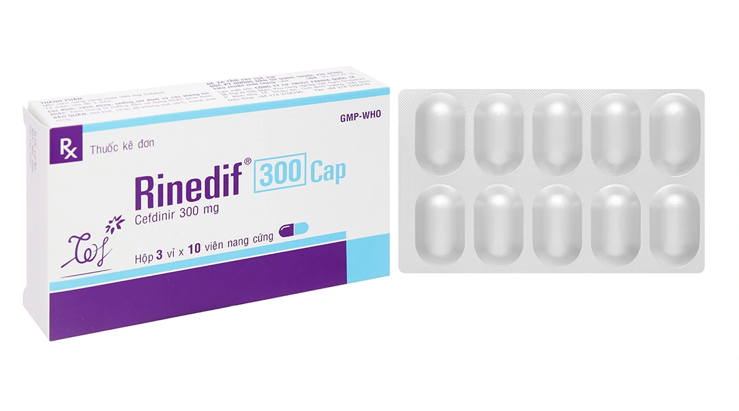 Rinedif 300 Cap trị nhiễm khuẩn từ nhẹ đến trung bình (3 vỉ x 10 viên) - 