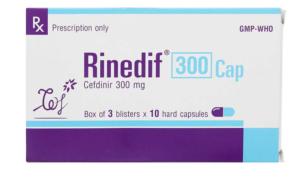Rinedif 300 Cap trị nhiễm khuẩn từ nhẹ đến trung bình (3 vỉ x 10 viên) - 1