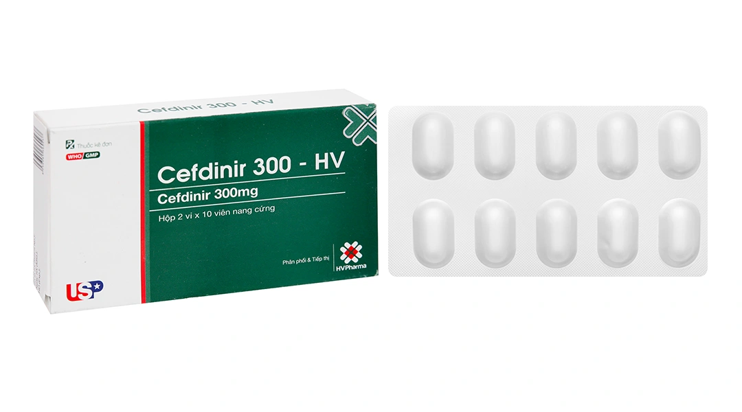 Cefdinir 300-HV trị nhiễm khuẩn từ nhẹ đến vừa (2 vỉ x 10 viên) - 