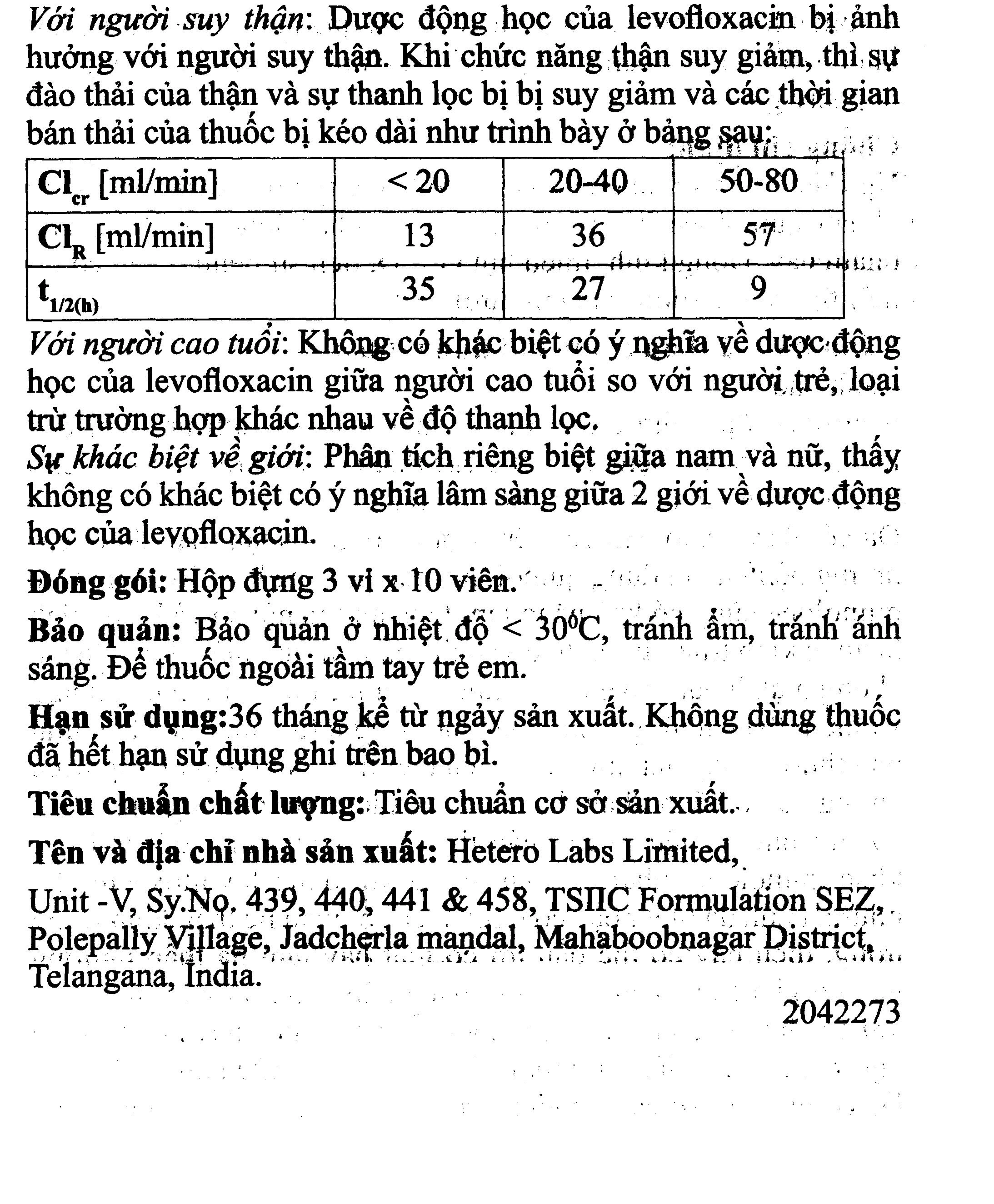 Levin-500 điều trị nhiễm khuẩn nhẹ, vừa hoặc nặng (3 vỉ x 10 viên) - 11
