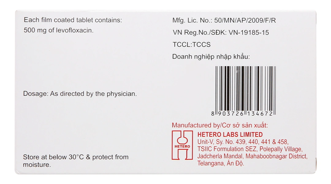 Levin-500 điều trị nhiễm khuẩn nhẹ, vừa hoặc nặng (3 vỉ x 10 viên) - 1