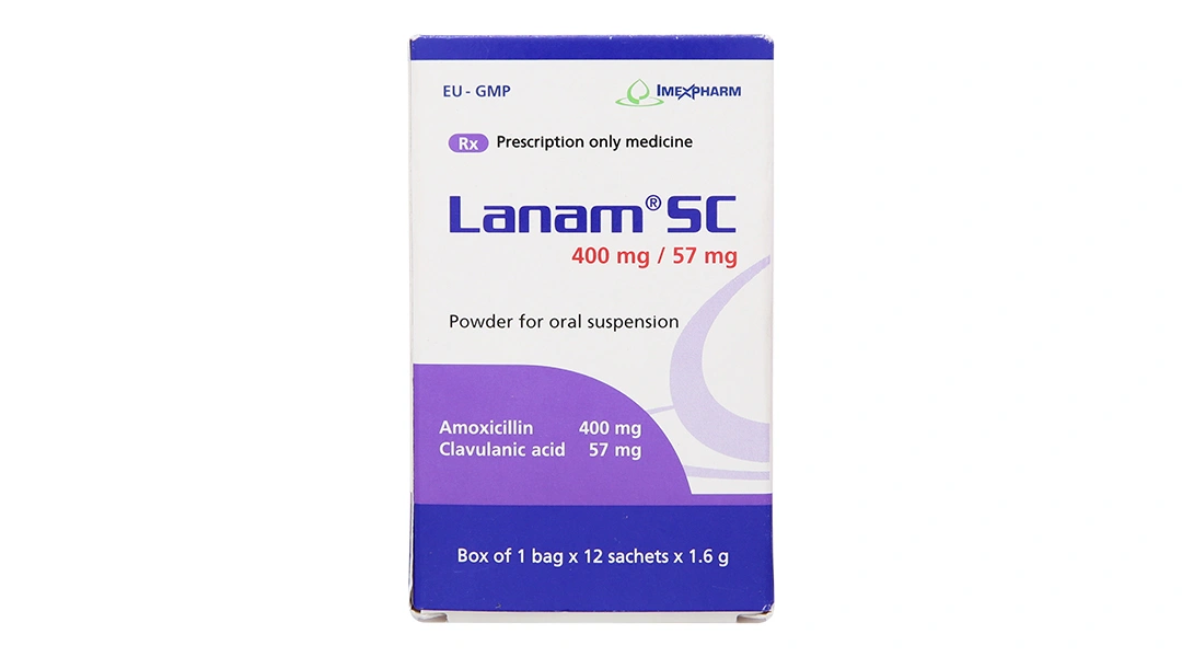 Bột pha hỗn dịch uống Lanam SC 400mg/57mg trị nhiễm khuẩn (12 gói x 1.6g) - 1