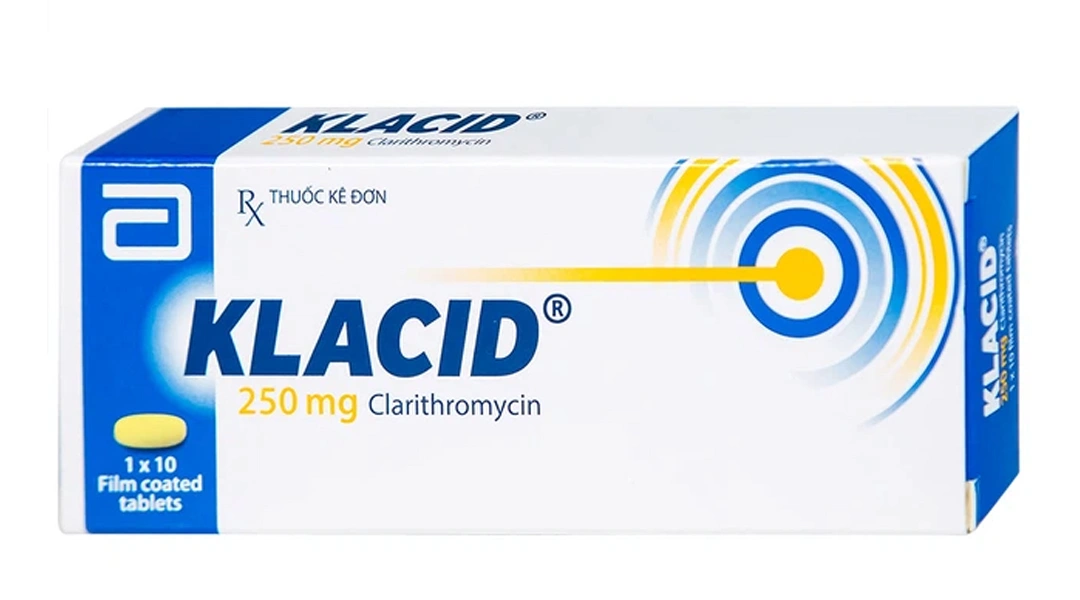 Klacid 250mg trị viêm amidan, viêm tai giữa (1 vỉ x 10 viên) - 