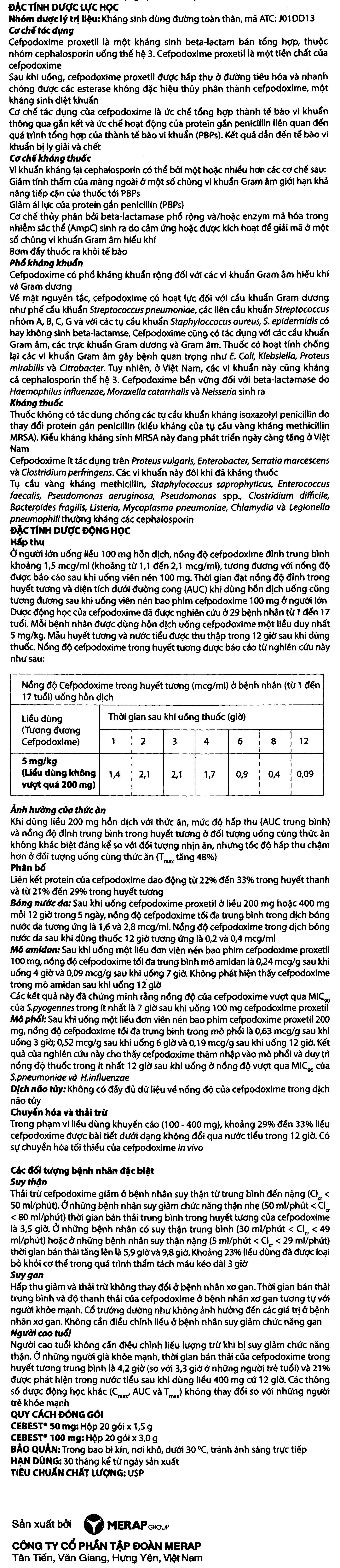 Cốm pha hỗn dịch uống Cebest 100mg trị nhiễm khuẩn (20 gói x 3g) - 7