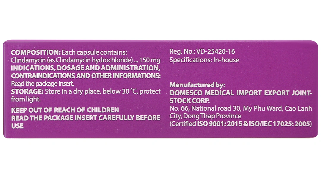 Clindamycin 150mg điều trị nhiễm khuẩn (5 vỉ x 10 viên) - 2