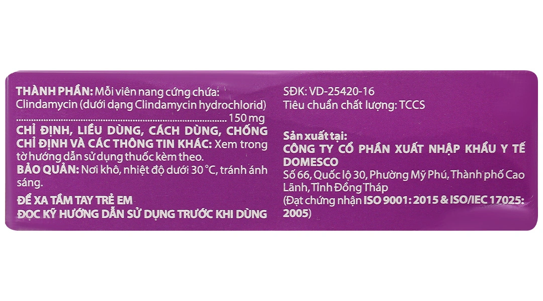 Clindamycin 150mg điều trị nhiễm khuẩn (5 vỉ x 10 viên) - 3