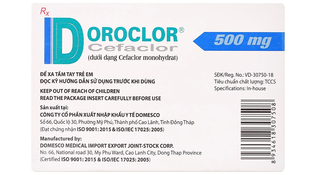 Doroclor 500mg điều trị nhiễm khuẩn (2 vỉ x 10 viên) - 2