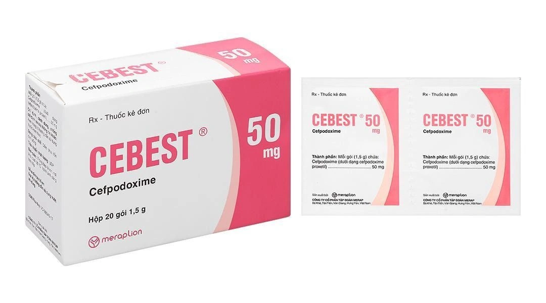 Cốm pha hỗn dịch Cebest 50mg trị một số bệnh nhiễm khuẩn hô hấp, tiết niệu (20 gói x 1.5g) - 