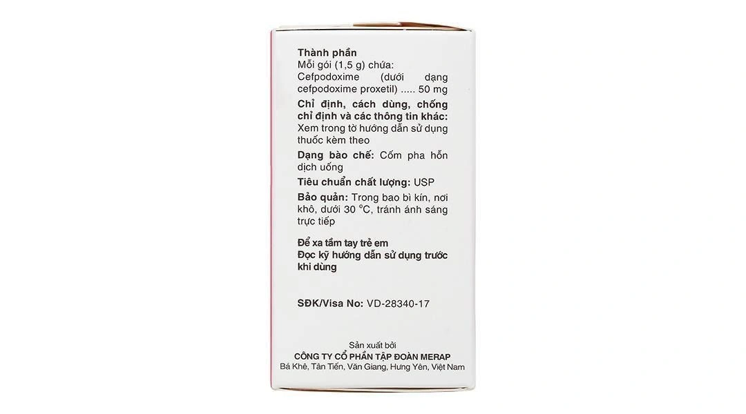 Cốm pha hỗn dịch Cebest 50mg trị một số bệnh nhiễm khuẩn hô hấp, tiết niệu (20 gói x 1.5g) - 2
