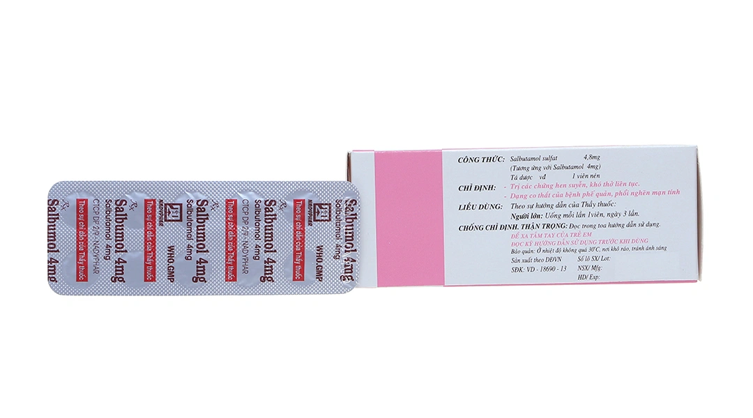 Salbumol 4mg trị hen suyễn (10 vỉ x 10 viên) - 1