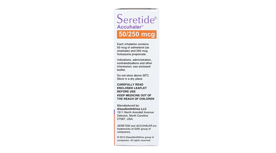 Bột hít phân liều Seretide Accuhaler 50/250mcg trị hen suyễn bình 60 liều hít - 2