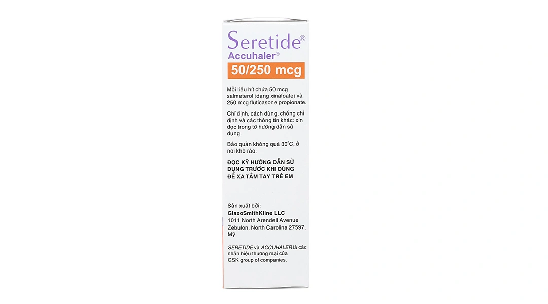 Bột hít phân liều Seretide Accuhaler 50/250mcg trị hen suyễn bình 60 liều hít - 3