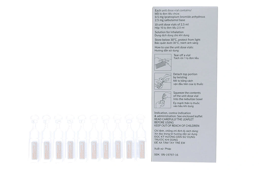 Dung dịch khí dung Combivent kiểm soát co thắt phế quản (10 ống x 2.5ml) - 