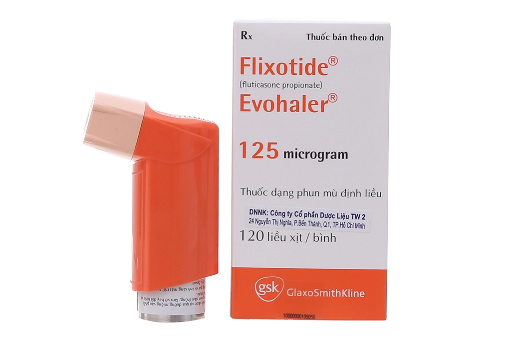 Thuốc dạng phun mù định liều Flixotide Evohaler 125mcg trị hen suyễn chai 120 liều xịt - 