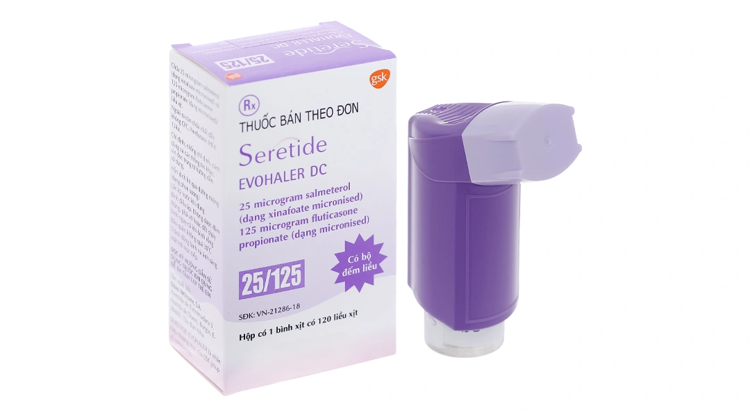 Thuốc xịt khí dung Seretide Evohaler DC 25/125mcg trị hen suyễn bình 120 liều xịt - 