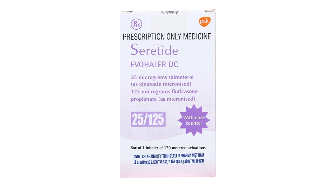 Thuốc xịt khí dung Seretide Evohaler DC 25/125mcg trị hen suyễn bình 120 liều xịt - 1