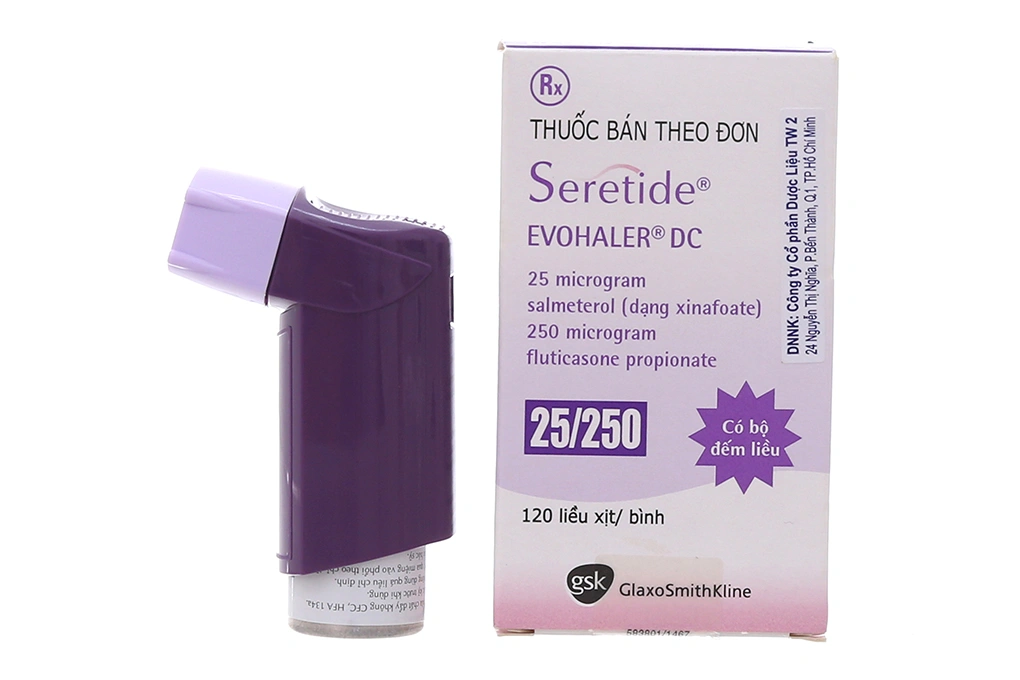 Thuốc xịt khí dung Seretide Evohaler DC 25/250mcg trị hen suyễn bình 120 liều xịt - 