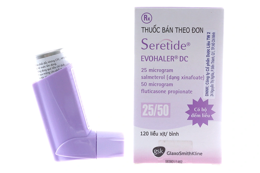 Thuốc xịt khí dung Seretide Evohaler DC 25/50 trị hen suyễn bình 120 liều xịt - 