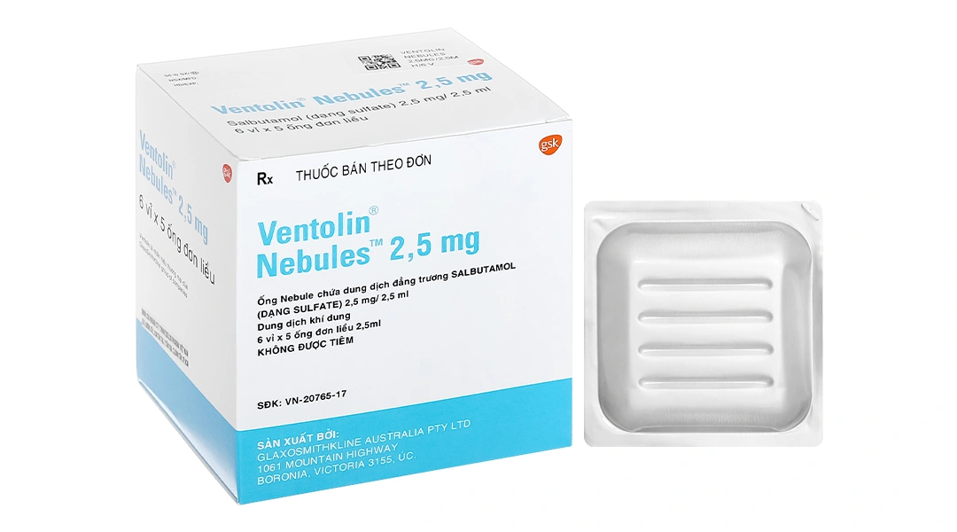 Dung dịch khí dung Ventolin Nebules 2.5mg điều trị, ngừa co thắt phế quản (20 ống x 2.5ml) - 7
