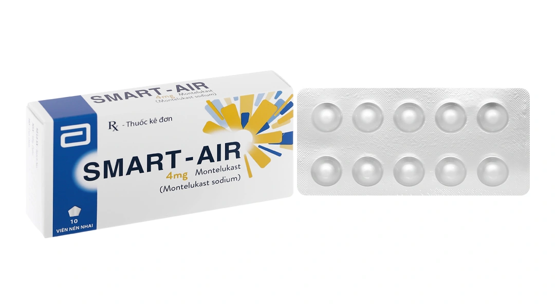 Viên nhai Smart - Air 4mg phòng và trị hen phế quản mạn tính (1 vỉ x 10 viên) - 