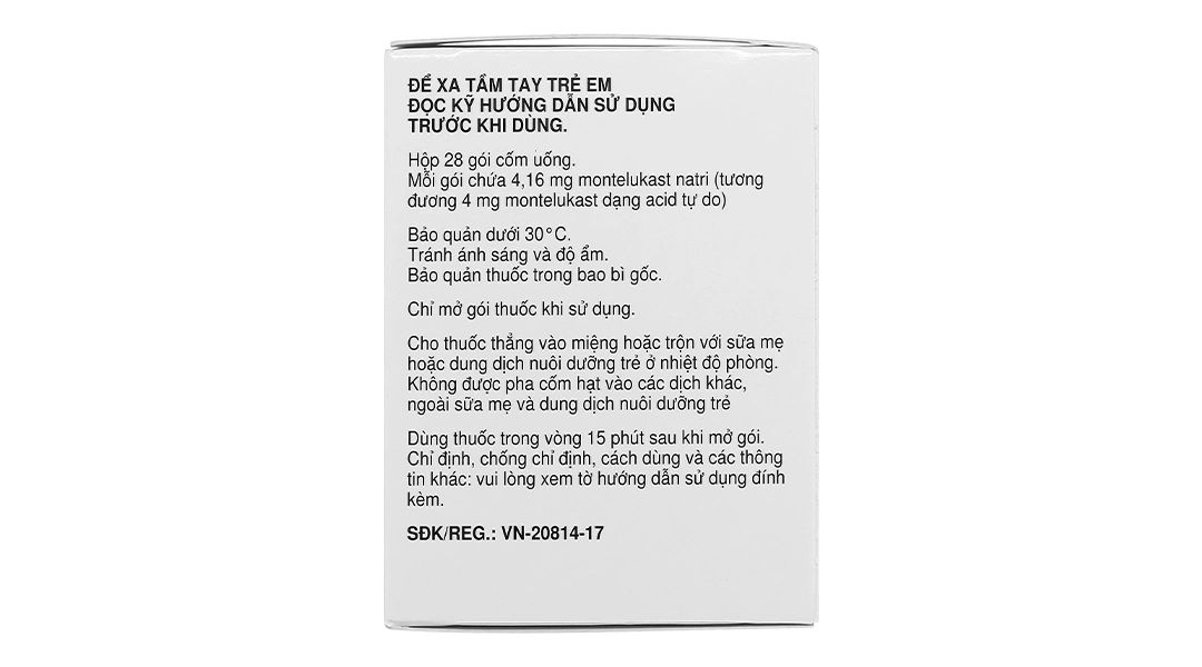 Thuốc cốm Singulair 4mg trị hen phế quản mạn tính (28 gói x 4mg) - 3