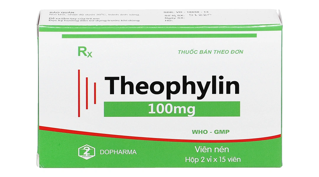 Theophylin Dopharma 100mg trị hen suyễn (2 vỉ x 15 viên) - 1