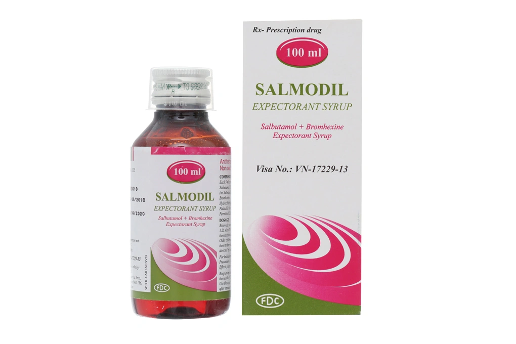 Siro Salmodil Expectorant 40/80mg trị ho đàm, viêm phế quản chai 100ml - 1