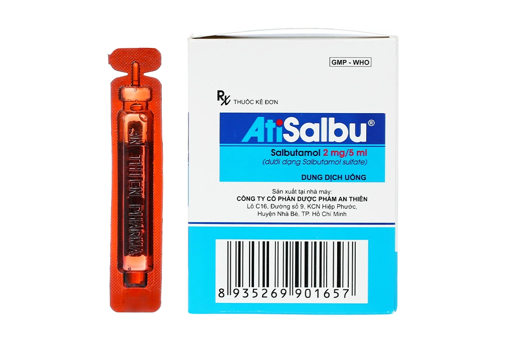 Dung dịch uống AtiSalbu 2mg/5ml trị hen suyễn (30 ống x 10ml) - 1