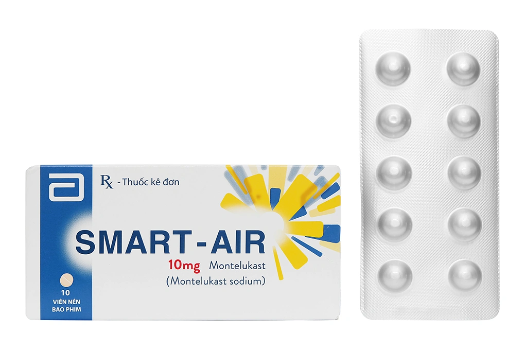 Smart - Air 10mg phòng và trị hen phế quản mạn tính, viêm mũi dị ứng (1 vỉ x 10 viên) - 