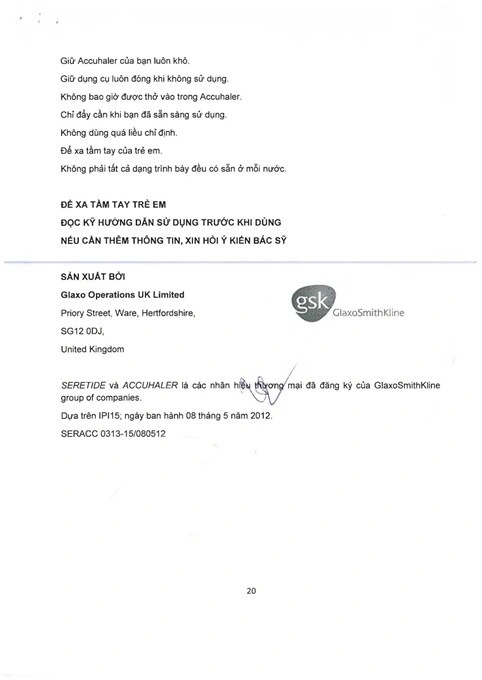 Bột hít phân liều Seretide Evohaler 50/500mcg trị hen suyễn bình 60 liều hít - 14
