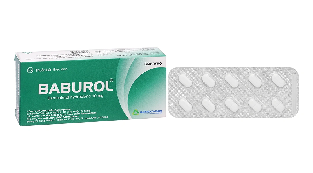 Baburol 10 mg trị hen phế quản, viêm phế quản mạn tính (3 vỉ x 10 viên) - 