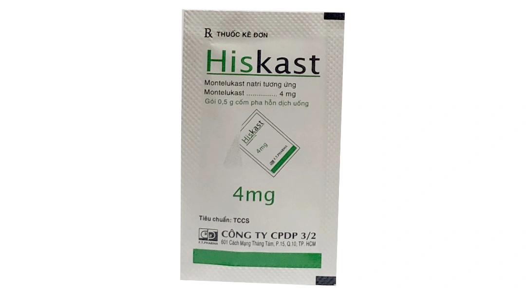 Cốm pha hỗn dịch uống Hiskast 4mg trị hen suyễn (28 gói x 0.5g) - 1
