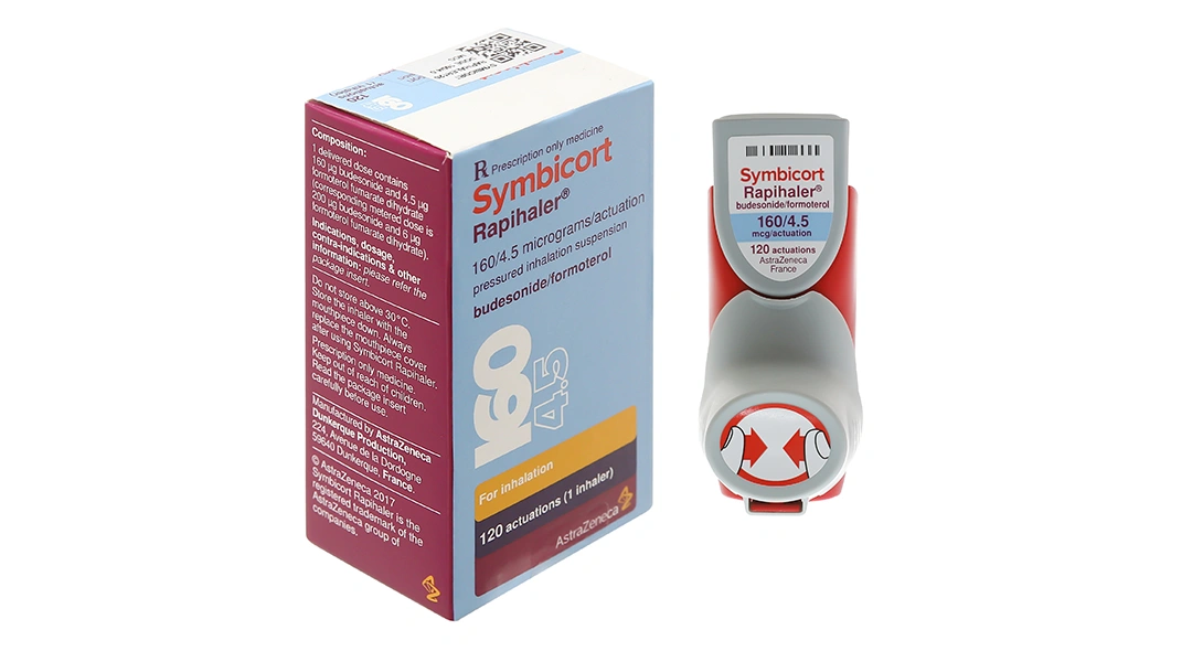 Hỗn dịch xịt Symbicort Rapihaler 160/4.5mcg trị hen suyễn bình 120 liều xịt - 