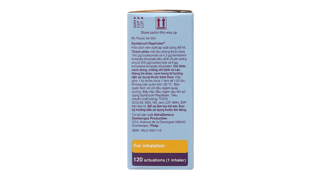 Hỗn dịch xịt Symbicort Rapihaler 160/4.5mcg trị hen suyễn bình 120 liều xịt - 2