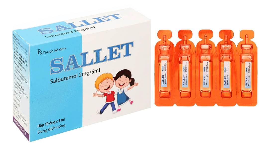 Dung dịch uống Sallet 2mg/5ml trị hen suyễn, viêm phế quản (10 ống x 5ml) - 