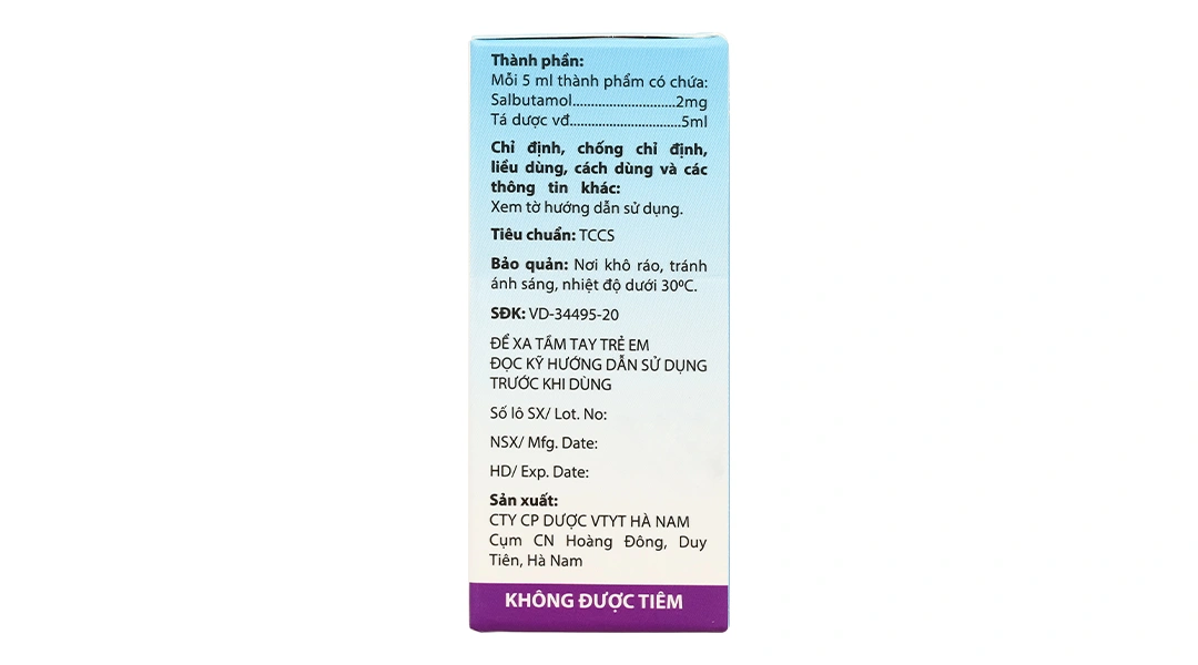Dung dịch uống Sallet 2mg/5ml trị hen suyễn, viêm phế quản (10 ống x 5ml) - 2