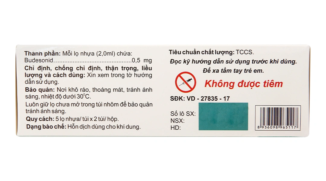 Hỗn dịch khí dung Zensonid 0.5mg/2ml trị hen suyễn (10 ống x 2ml) - 2