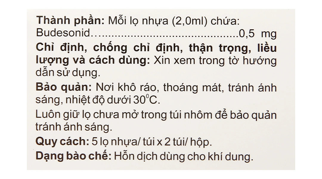 Hỗn dịch khí dung Zensonid 0.5mg/2ml trị hen suyễn (10 ống x 2ml) - 3