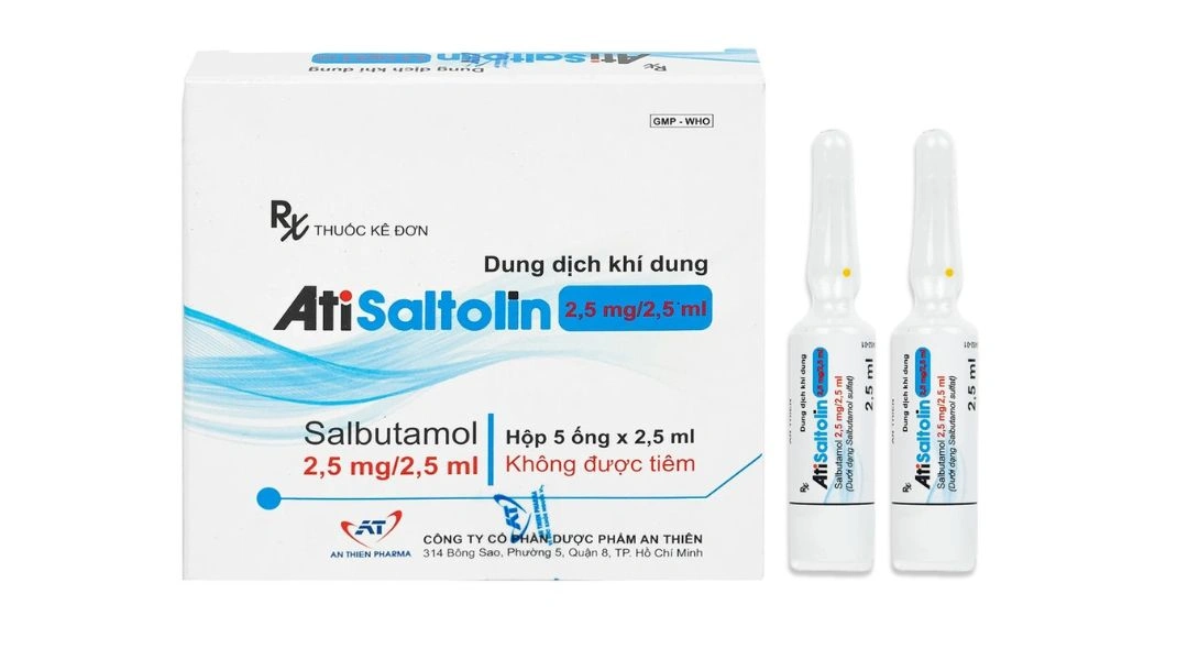 Dung dịch khí dung AtiSaltolin 2,5mg/2,5ml trị hen suyễn (5 ống x 2,5ml) - 
