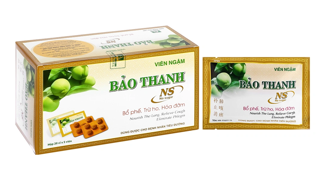 Viên ngậm Bảo Thanh không đường trị ho, bổ phế (20 vỉ x 5 viên) - 