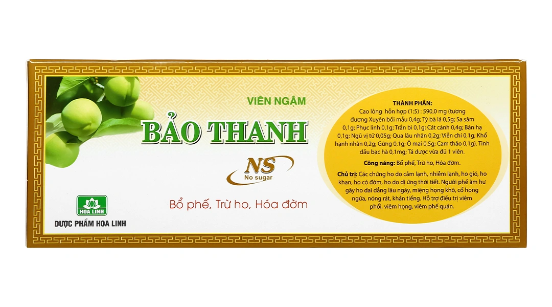 Viên ngậm Bảo Thanh không đường trị ho, bổ phế (20 vỉ x 5 viên) - 2