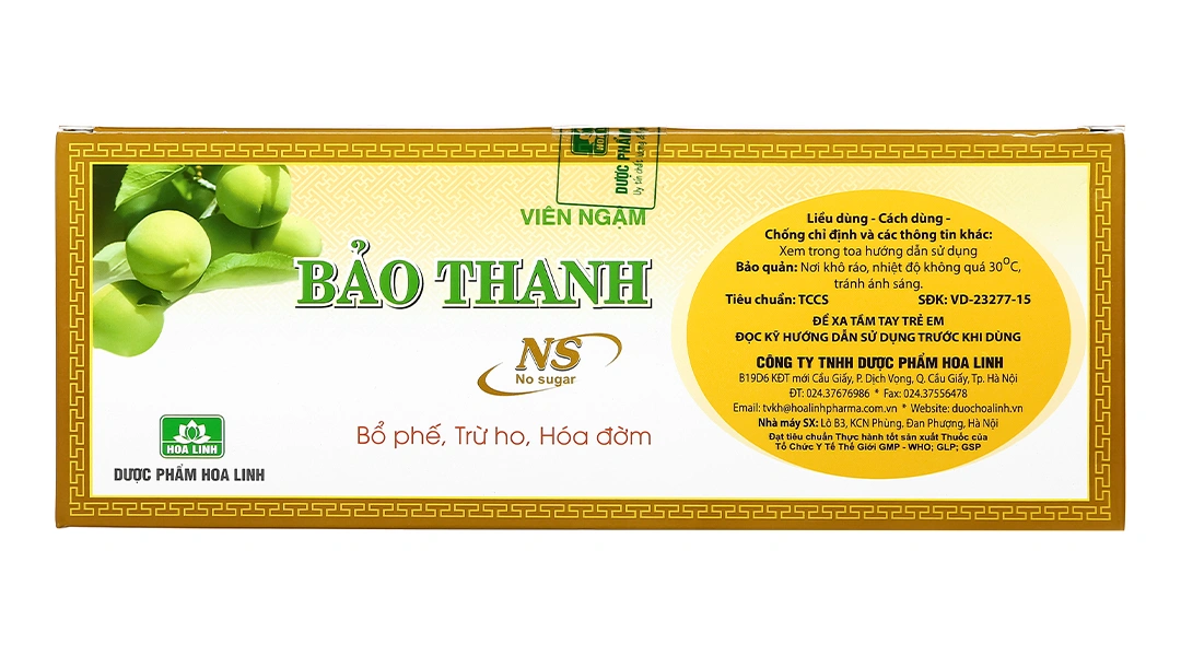 Viên ngậm Bảo Thanh không đường trị ho, bổ phế (20 vỉ x 5 viên) - 3